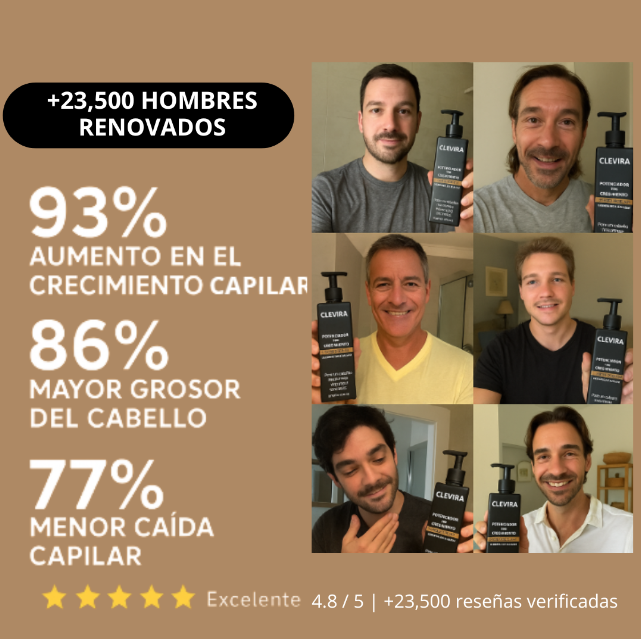 CLEVIRA TITAN™ Champú Activador de Raíces para Hombres contra la Caída del Cabello – Mayor crecimiento del cabello con solo 4 lavados a la semana